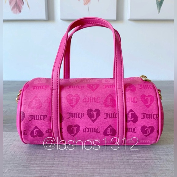 JUICY COUTURE Bag Mini Barrel Crossbody - Juicy Pink Hearts - Picture 4 of 7